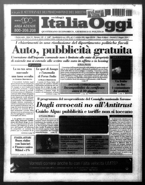 Italia oggi : quotidiano di economia finanza e politica